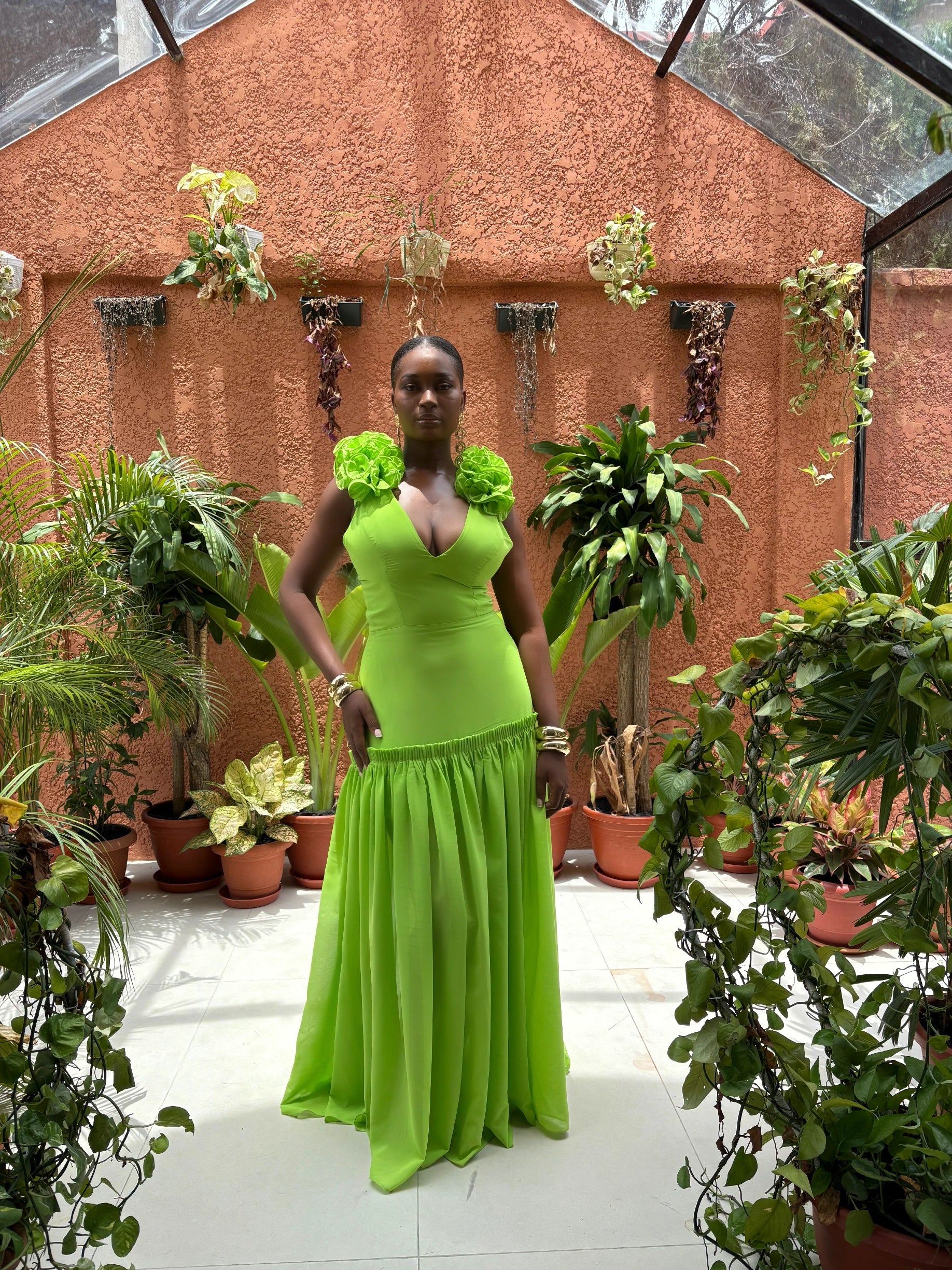 LOLA Chiffon Midi Dress Green JEWELJEMILA LOLA Chiffon Midi Dress Green JEWELJEMILA